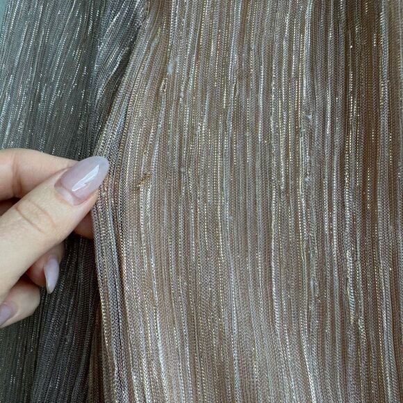 $5/$25 Joie Metallic Lurex High Neck Glitter Gold Feminine Blouse Size Medium - Picture 6 of 7